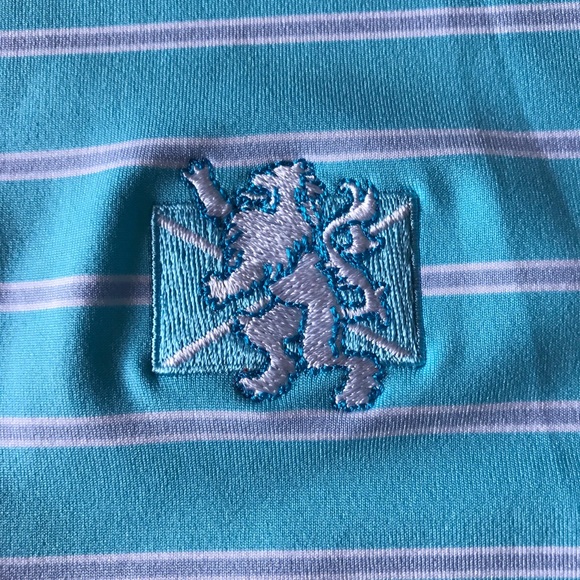 Peter Millar summer comfort polo blue striped Sz M. Excellent - Picture 4 of 7